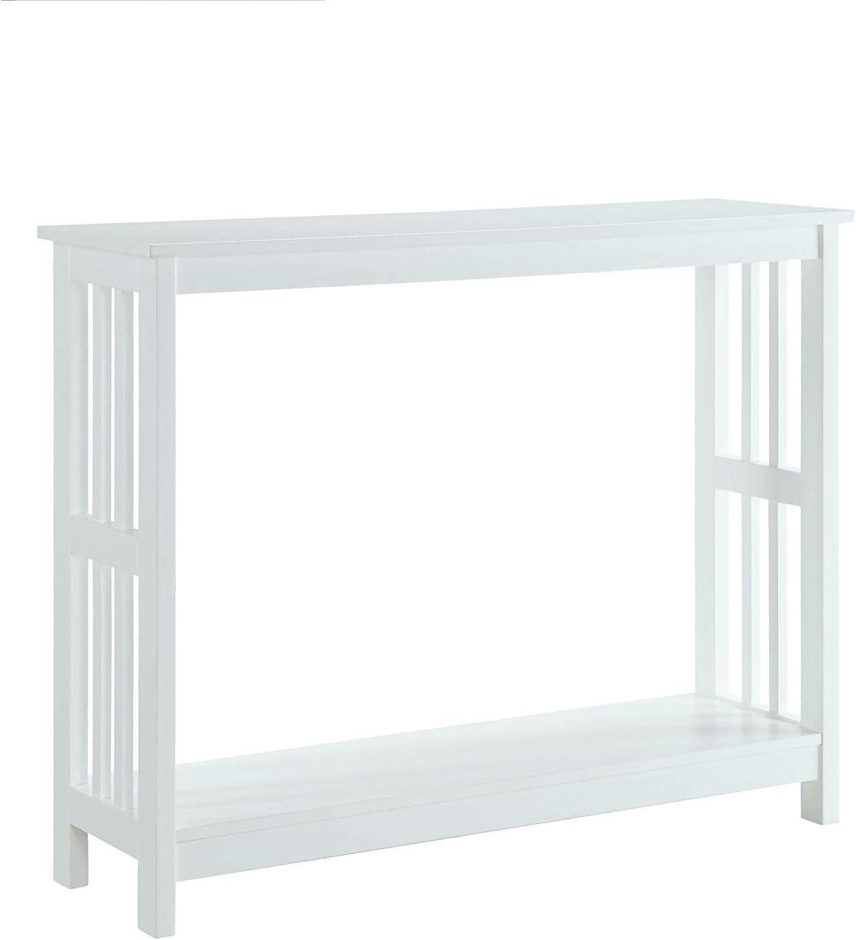 Sophisticated White Mission-Inspired Console Table with Birch Veneer