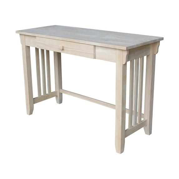 International Concepts Mission Desk with Drawer Unfinished: Mid-Century Modern Hardwood Office Workstation