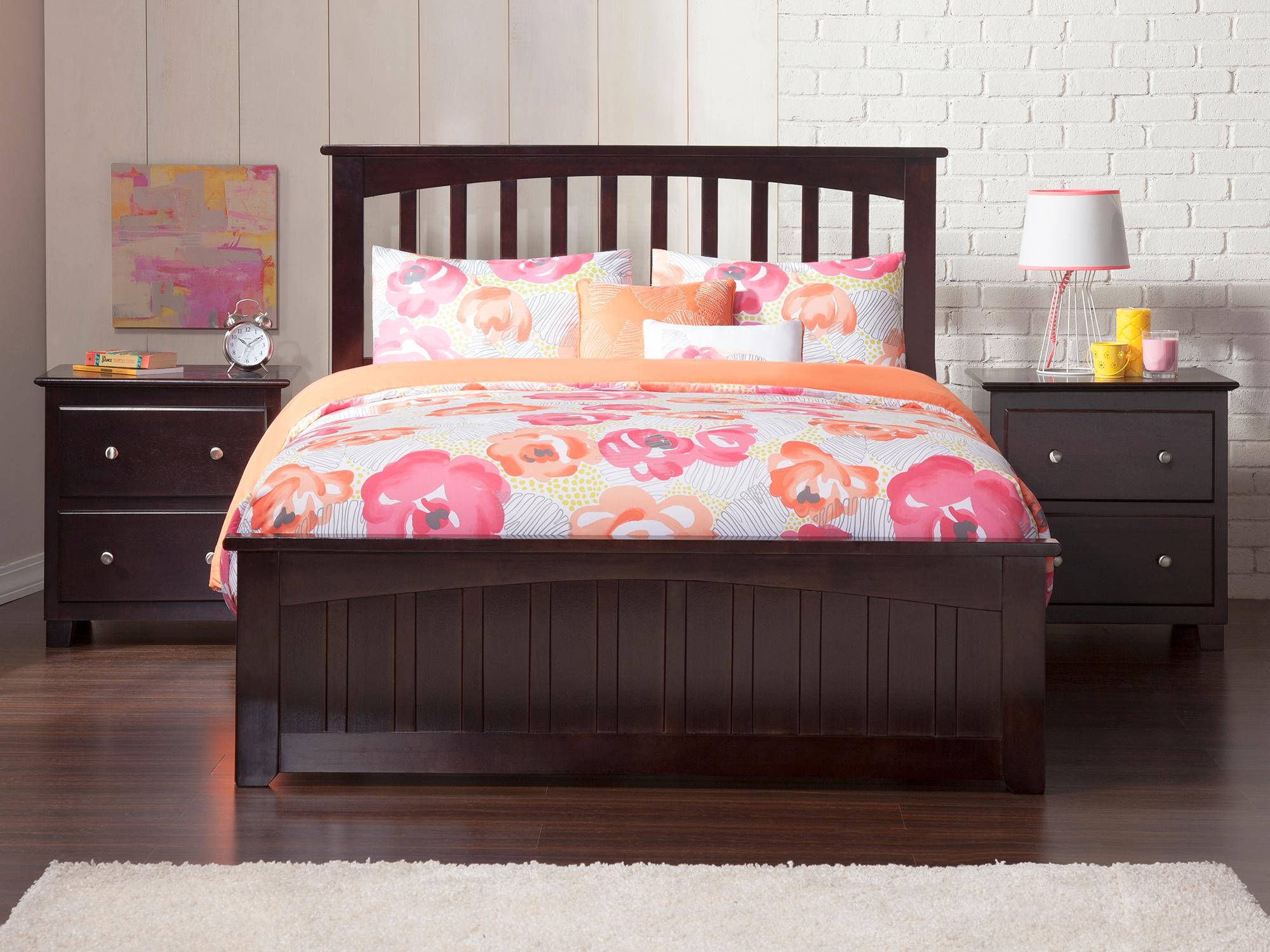AFI Furnishings Mission Low Profile Solid Wood Platform Bed with Matching Footboard