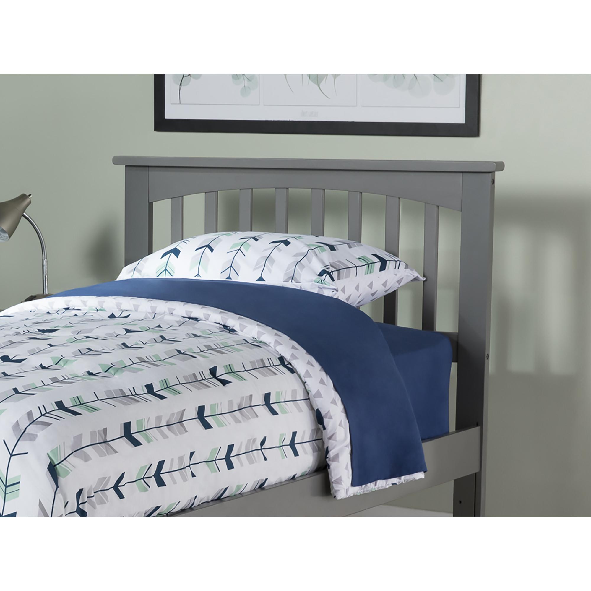 Twin Mission Headboard Gray - AFI: Wood Panel, Crown Molding, USB Charger, Bed Frame Mounted