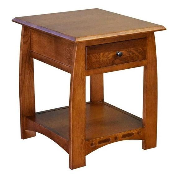 Mission Quarter Sawn White Oak 1 Drawer Inlay End Table
