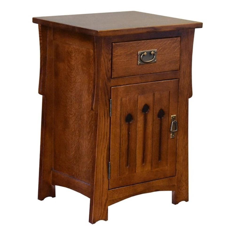 Mission Style Solid Oak Keyhole Nightstand with Drawer