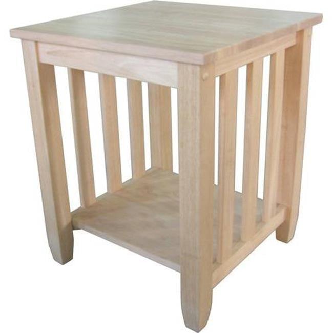 International Concepts Mission Tall End Table: Hardwood Frame, Square Shape, 25" Height, Shelf Storage