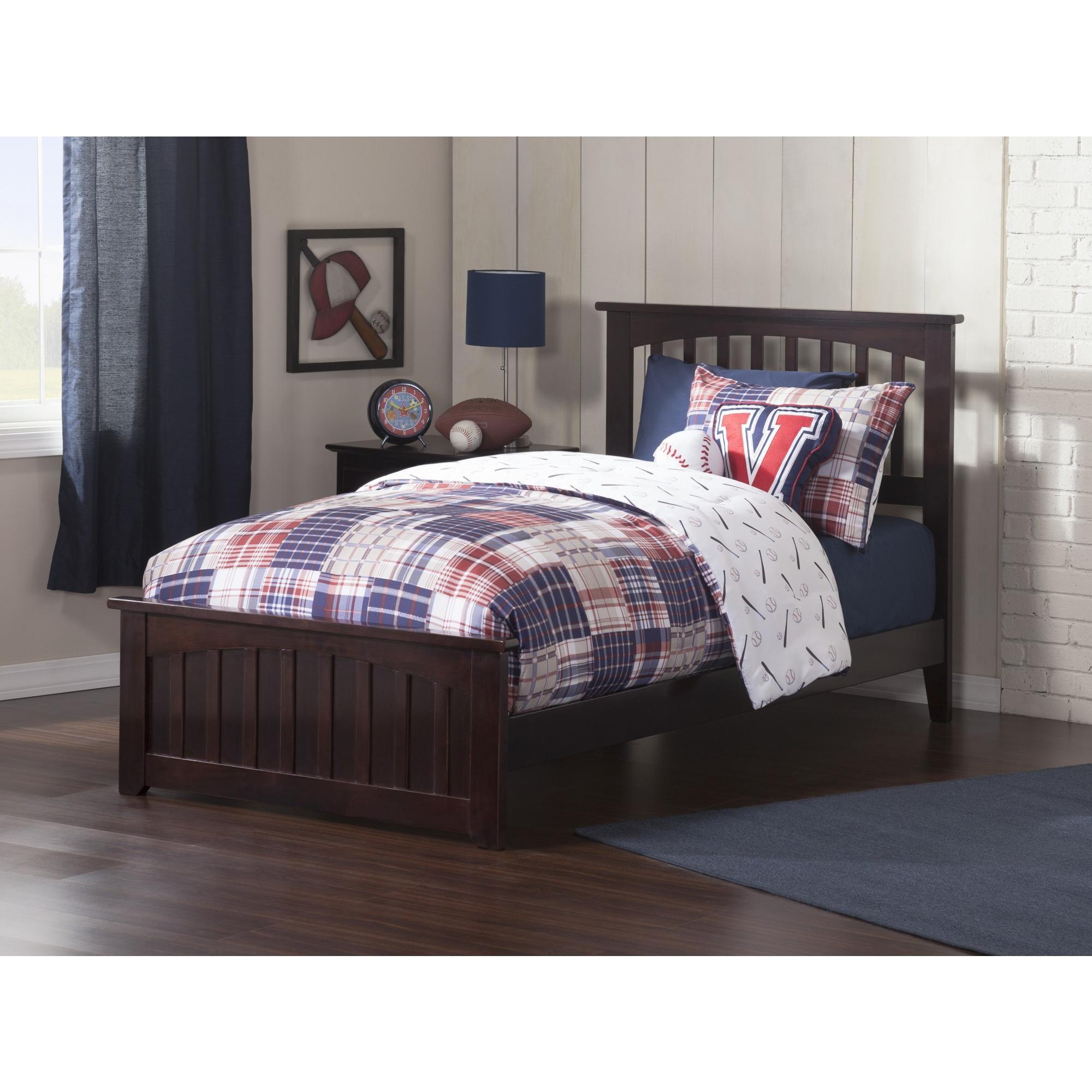 Espresso Twin Mission Wood Bed with Storage and Headboard