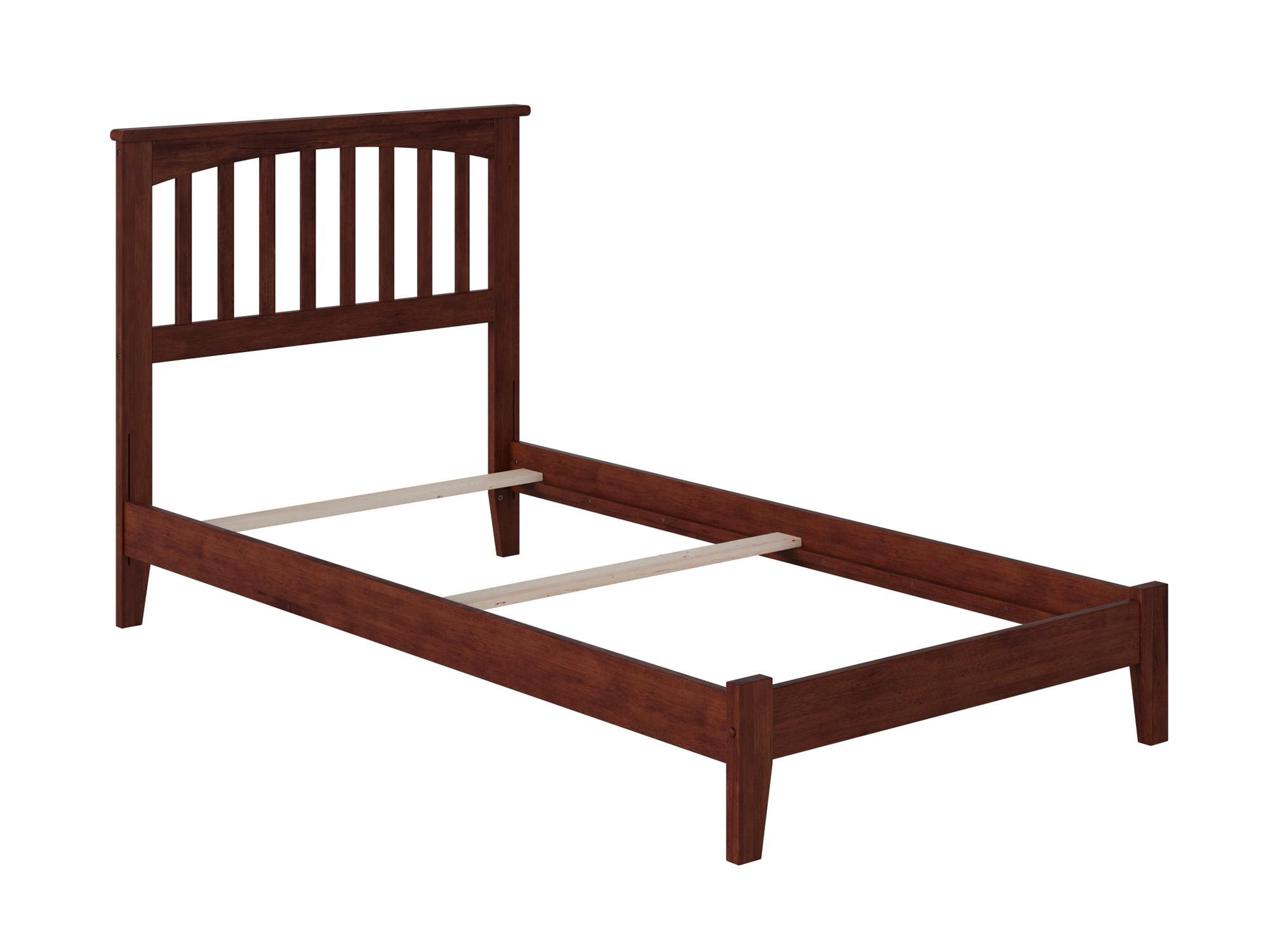 Walnut Twin Mission Wood Bed Frame with Headboard