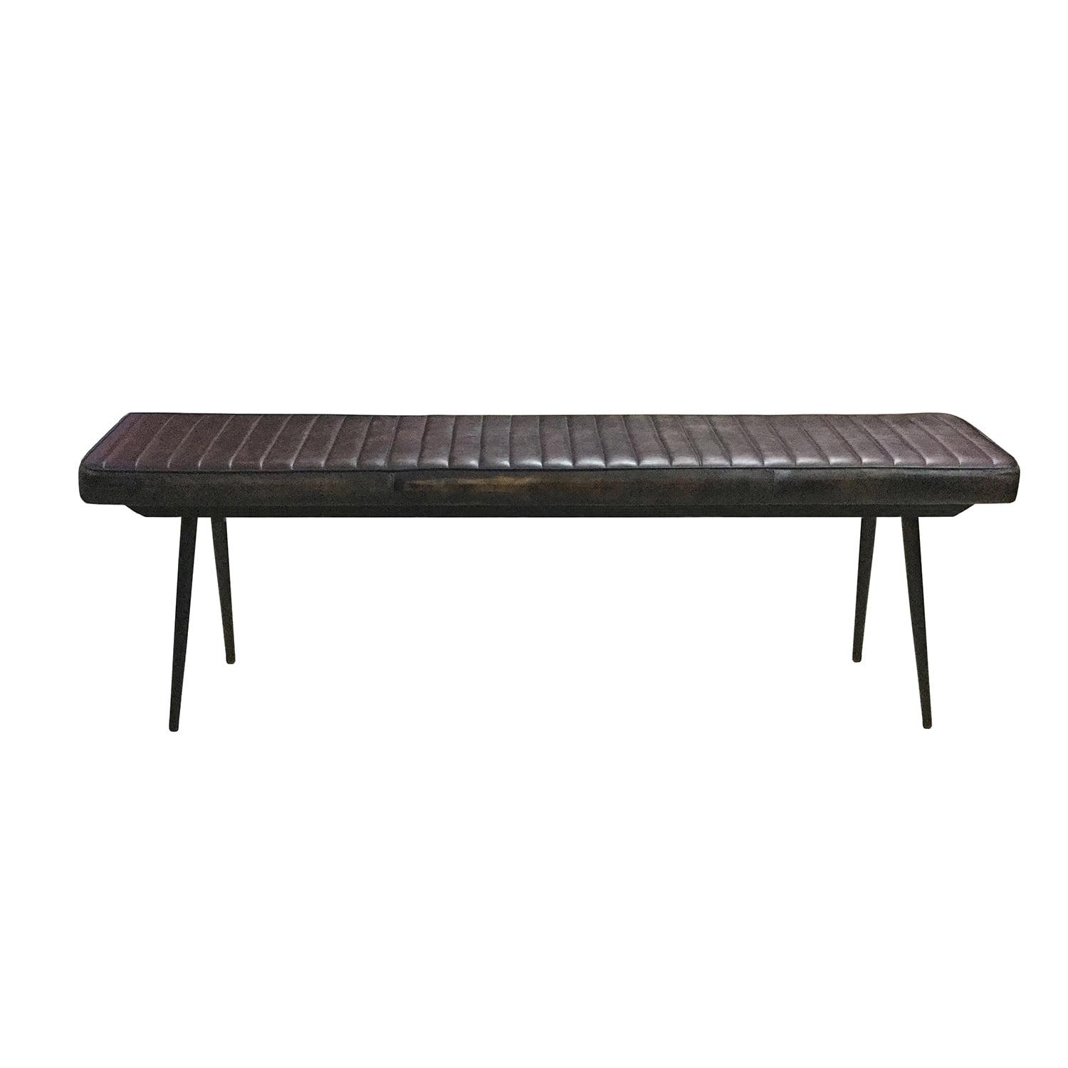 Partridge 54'' Black Espresso Cushioned Bench with Flared Metal Legs