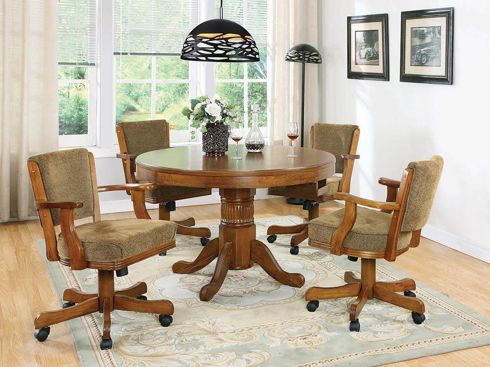 Chestnut Oak 47" Round Game Table with Green Felt