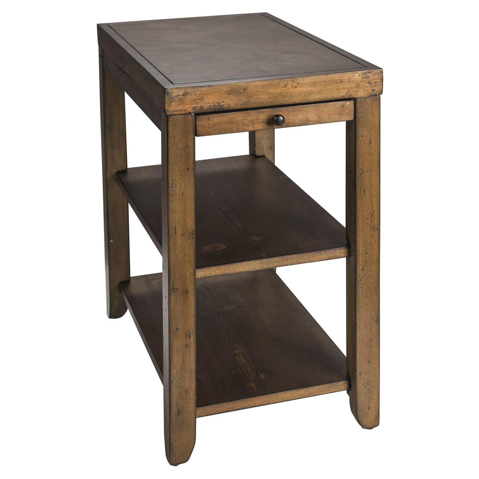 Mitchell Brown Rectangular Wood Side Table with Storage