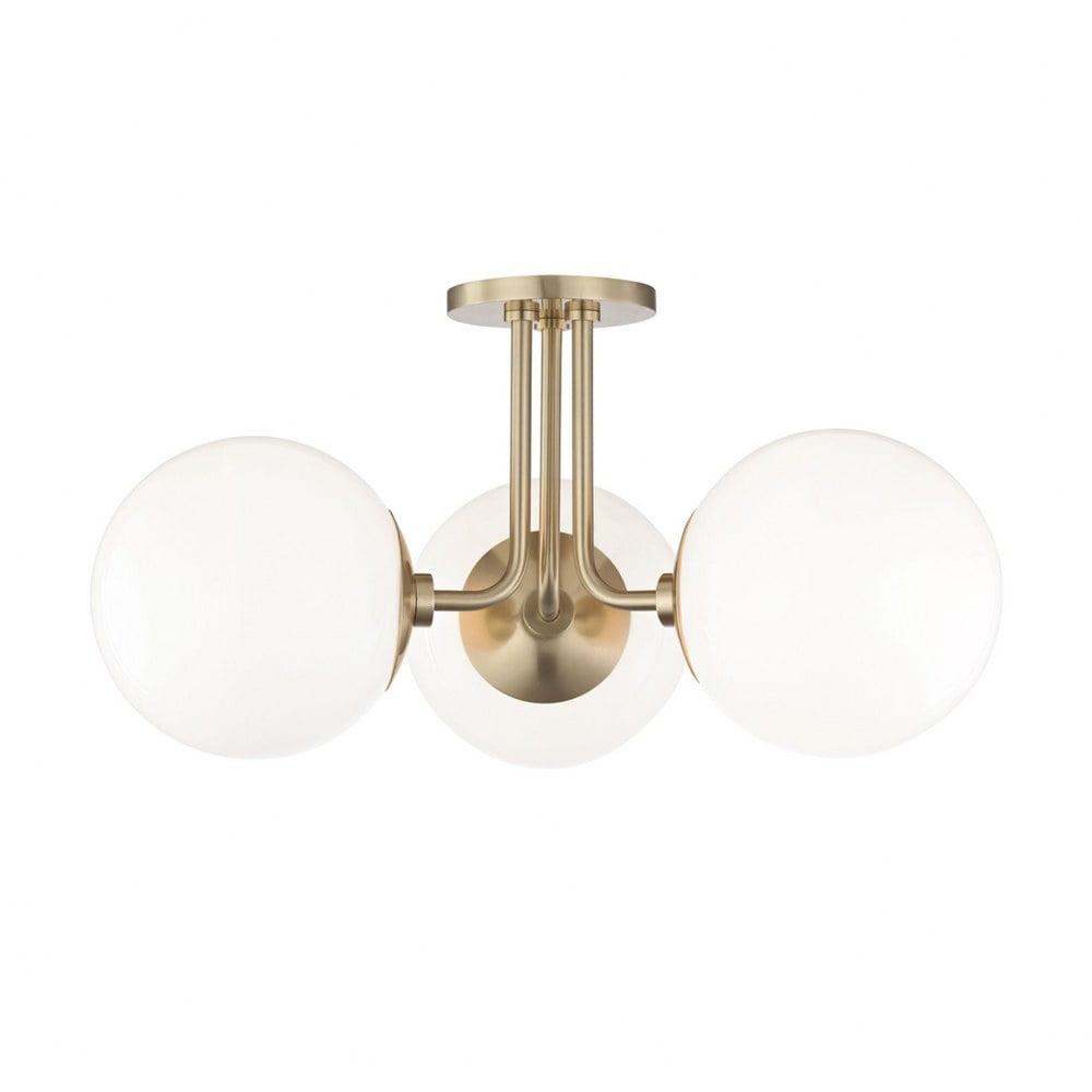 Mitzi H105603 Stella 3 Light 18-1/4" Wide Semi-Flush Globe Ceiling Fixture - Brass