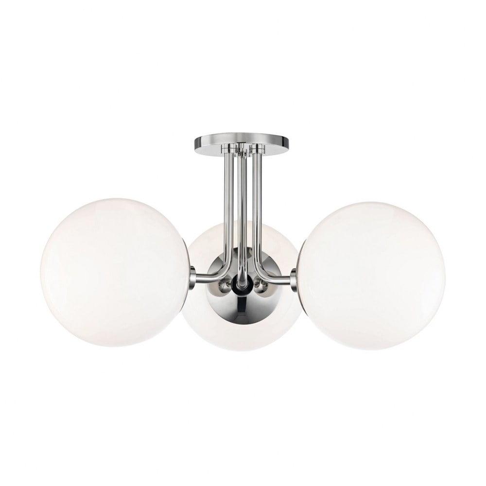 Mitzi Stella 3 - Light Semi-Flush Mount in  Polished Nickel White Shade