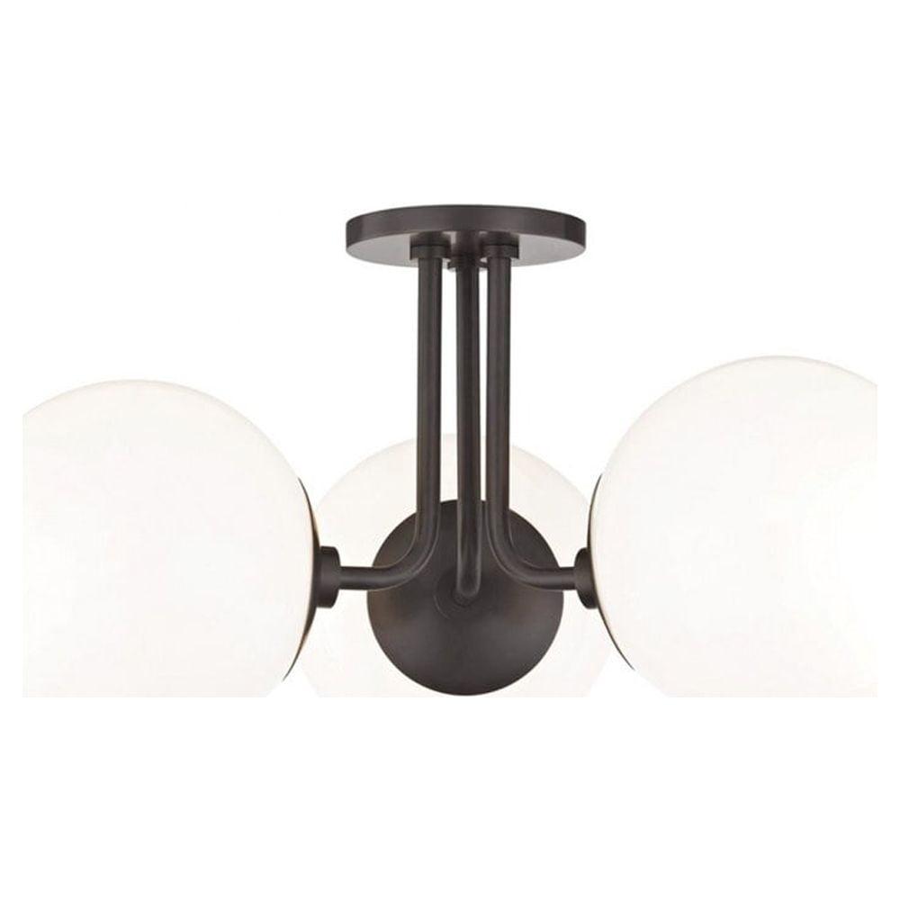 Mitzi Stella 3 - Light Semi-Flush Mount in  Old Bronze White Shade