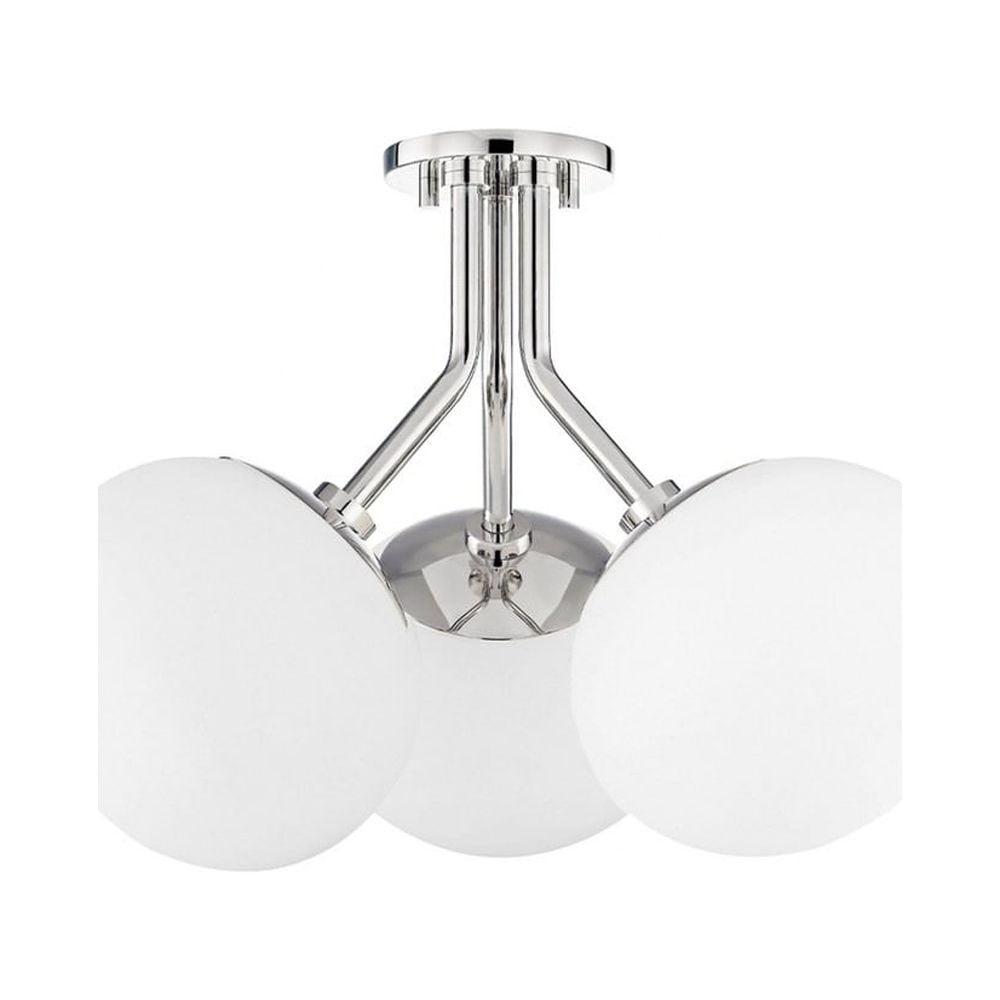 Mitzi Estee 3 - Light Semi-Flush Mount in  Polished Nickel White Shade