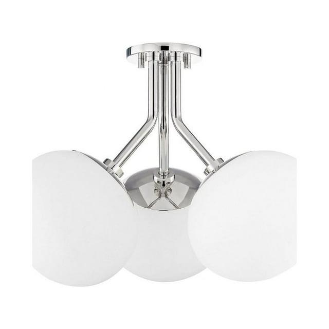 Mitzi Estee 3 - Light Semi-Flush Mount in  Polished Nickel White Shade