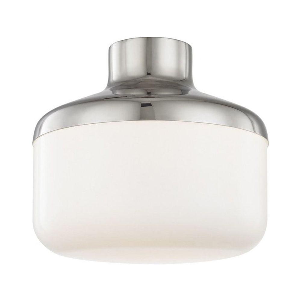 Livvy Contemporary 12" Polished Nickel & Glass Flush Mount Ceiling Light
