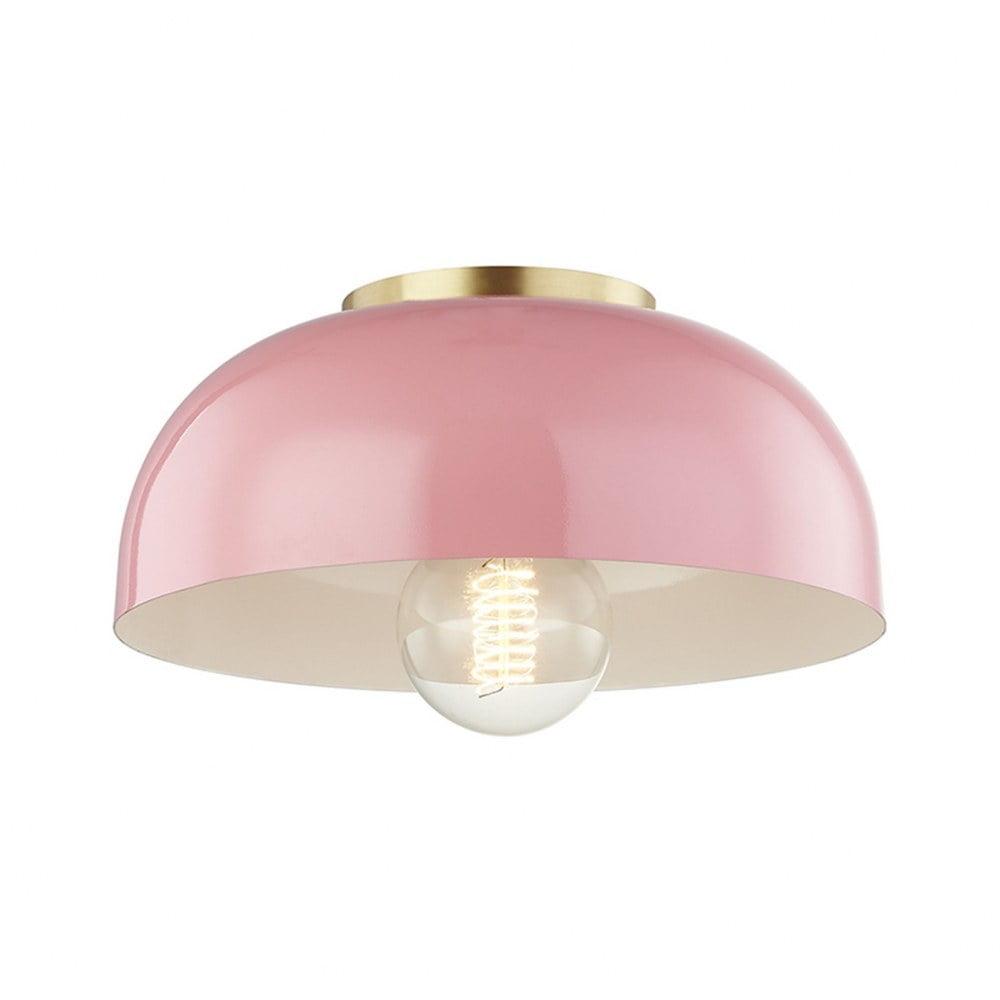 Dea Semi-Flush Mount Light - Aged Brass and Pink / Small