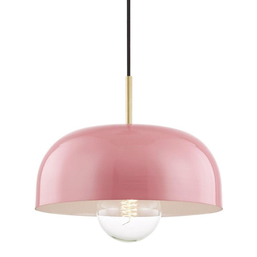 Dea Pendant Light - Aged Brass and Pink / Large