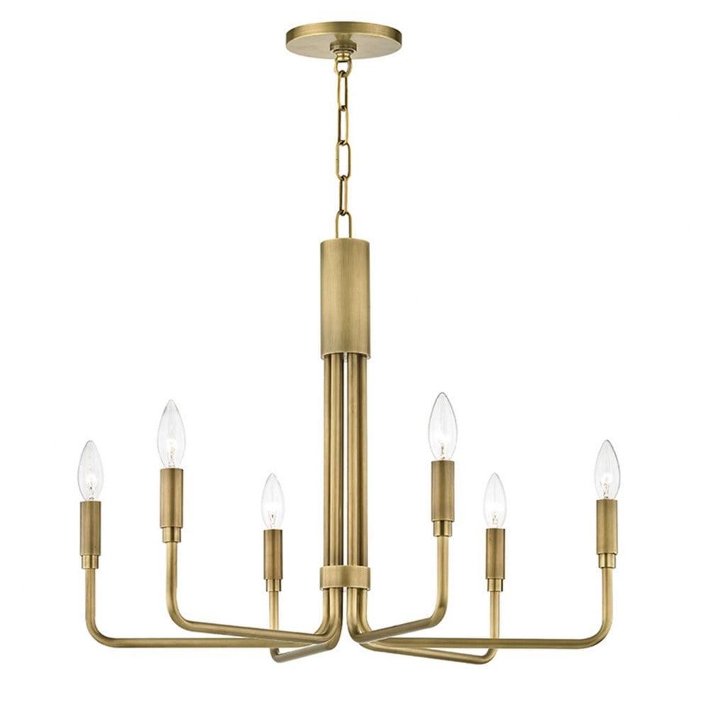 Elegant Aged Brass 6-Light Traditional Candelabra Chandelier