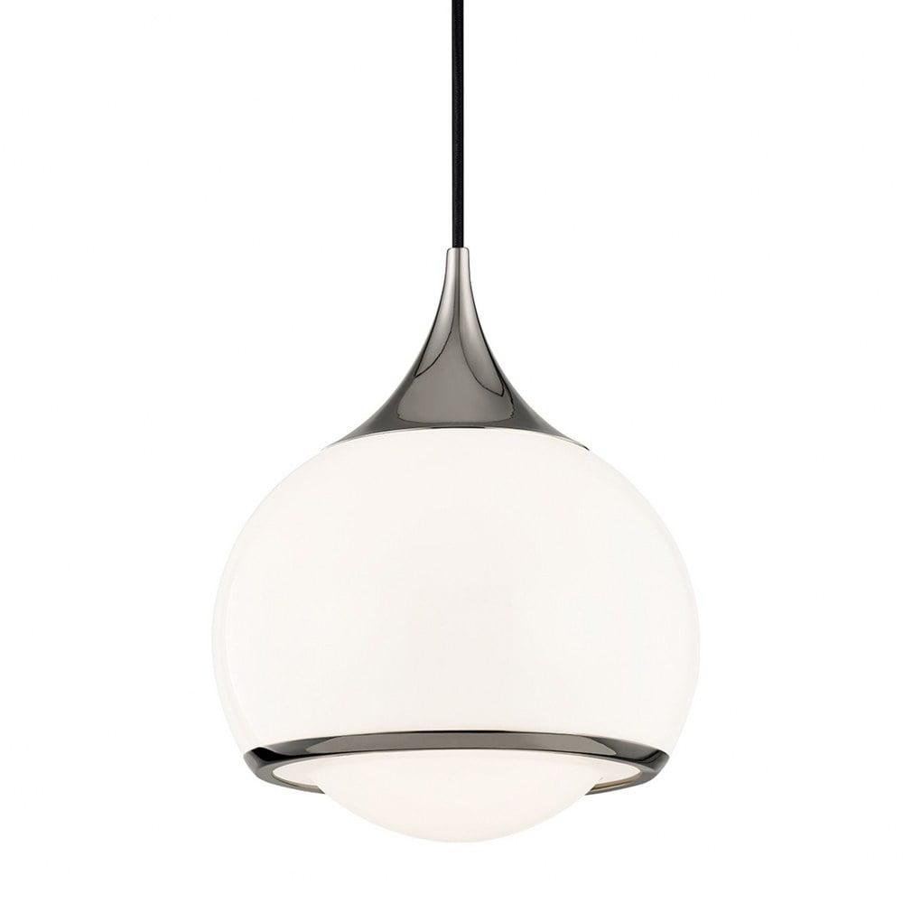 Reese Polished Nickel Globe Pendant with Opal Glass Shade