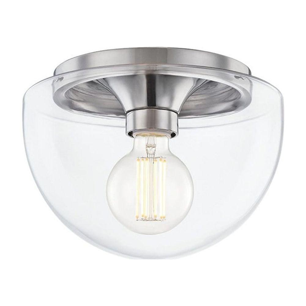 Alexi Polished Nickel 1-Light Indoor/Outdoor Clear Glass Flush Mount