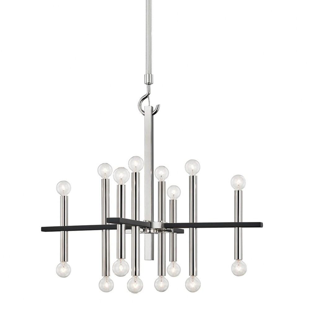 Mitzi Colette 16-Light Abstract Cluster Chandelier in Polished Nickel/Black