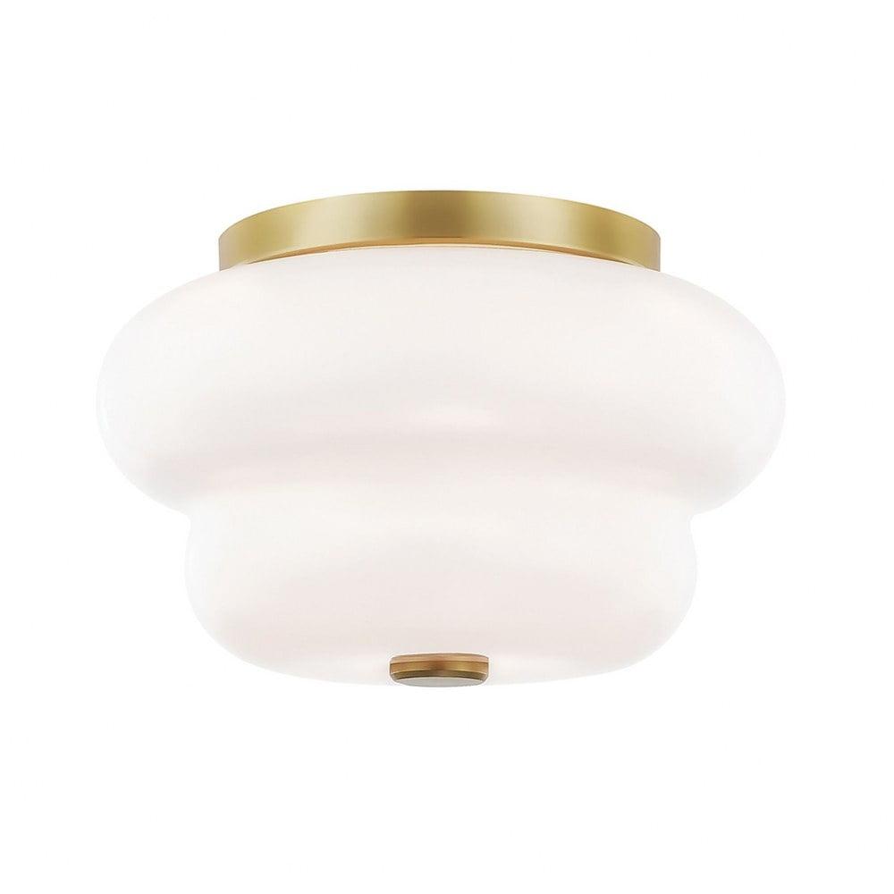 Hazel 11'' Aged Brass and Opal Glass Flush Mount