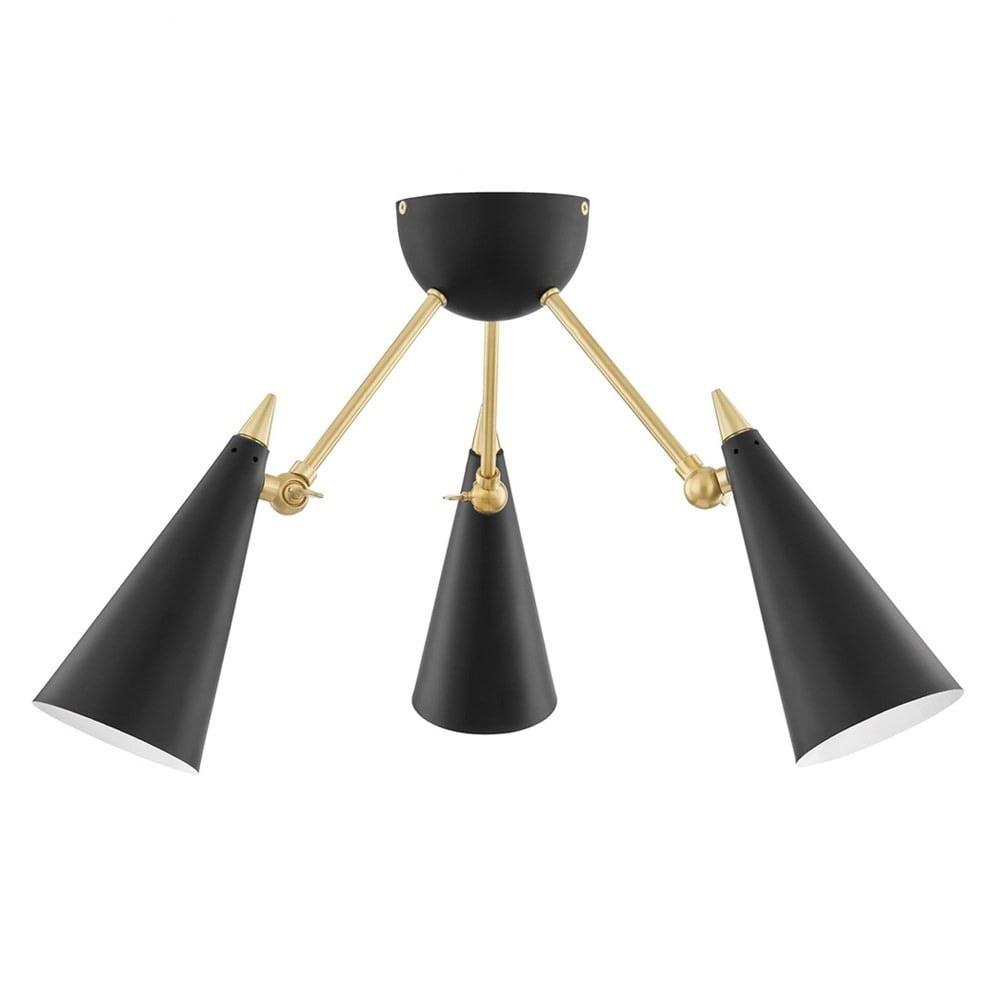 Aged Brass and Black 18'' LED Semi-Flush Mount Light