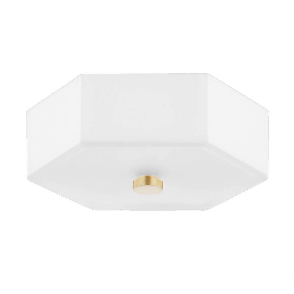 Lizzie Aged Brass and Polished Nickel 11" LED Glass Flush Mount