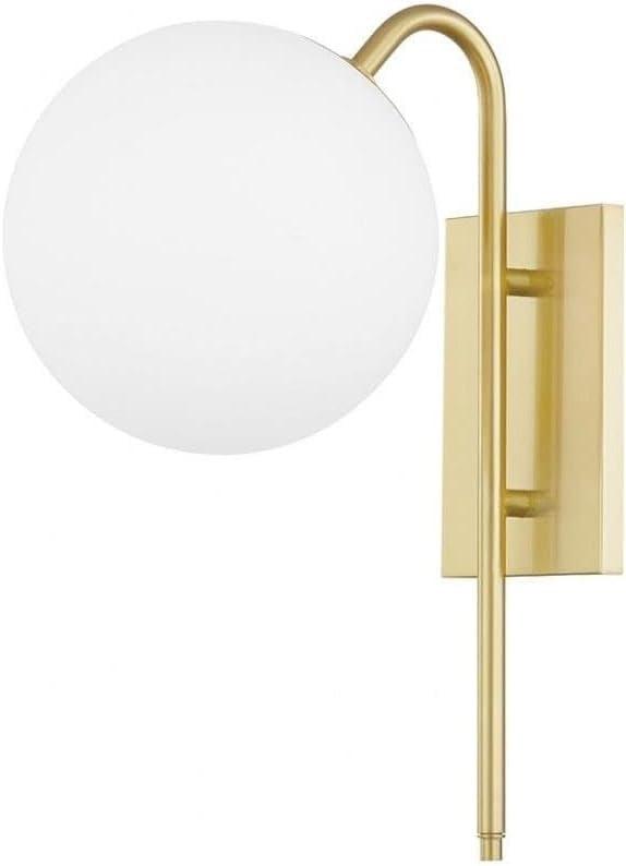 Aged Brass Opal Glass Dimmable Wall Sconce