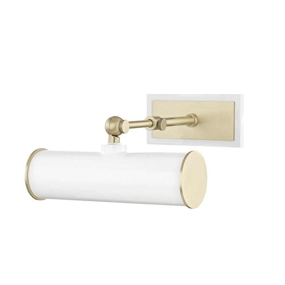 Aged Brass & Soft Off-White Dimmable Wall Picture Light with Adjustable Angle