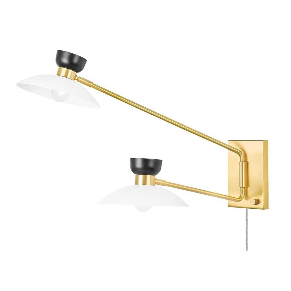 Whitley Aged Brass Dual-Tone Adjustable Plug-In Sconce