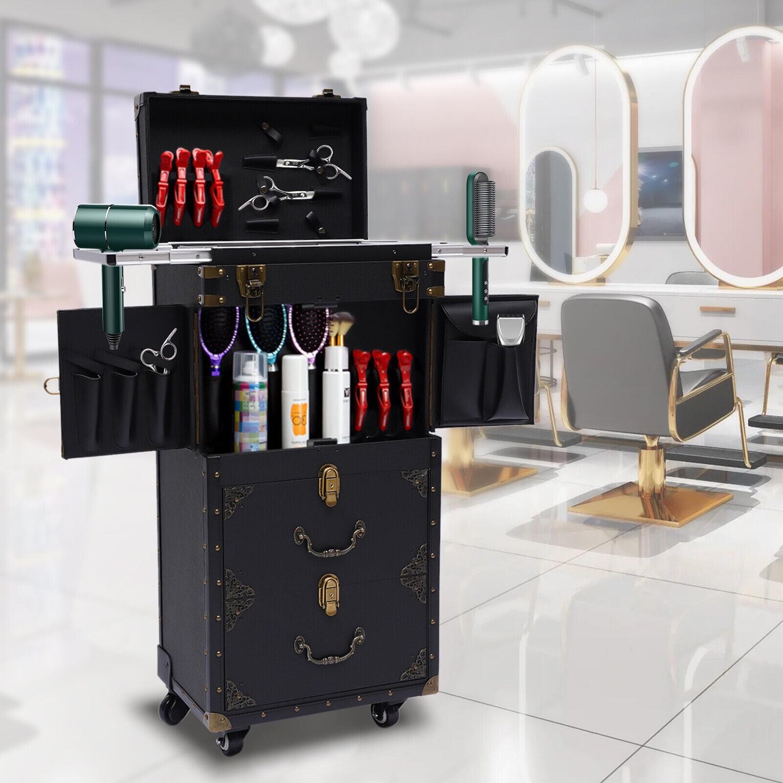 YaoTown Lockable Hairdressing Organizer Tool Box with Hair Dryer Holder