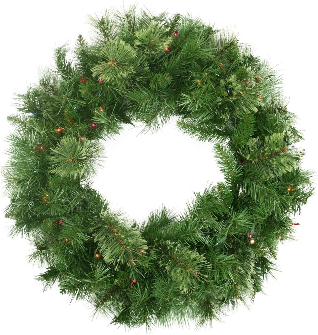 Woodland Charm 18" Pre-Lit Pine Artificial Christmas Wreath with Multicolor Lights