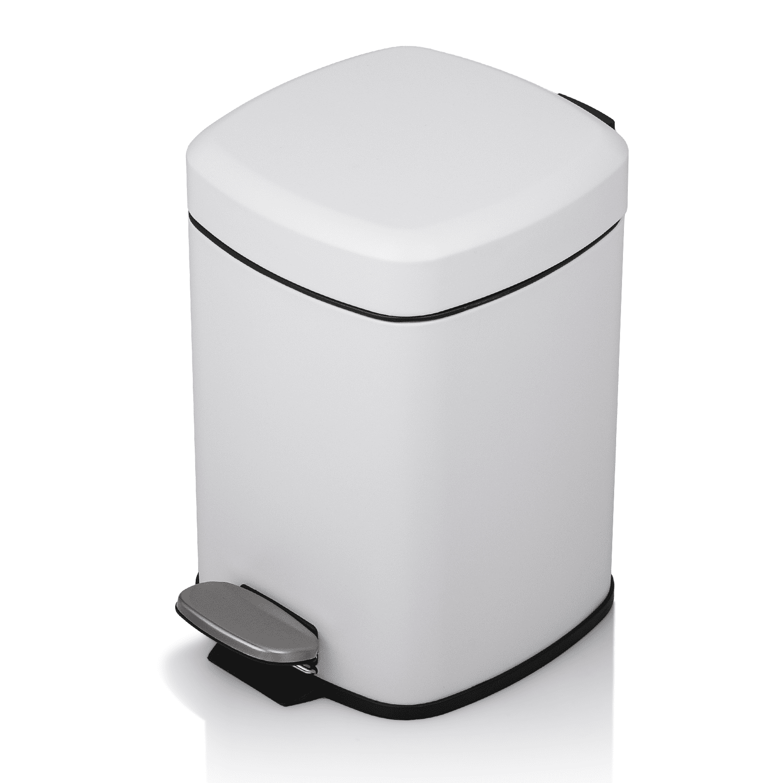 White Galvanized Step Trash Can with Pedal and Inner Bucket