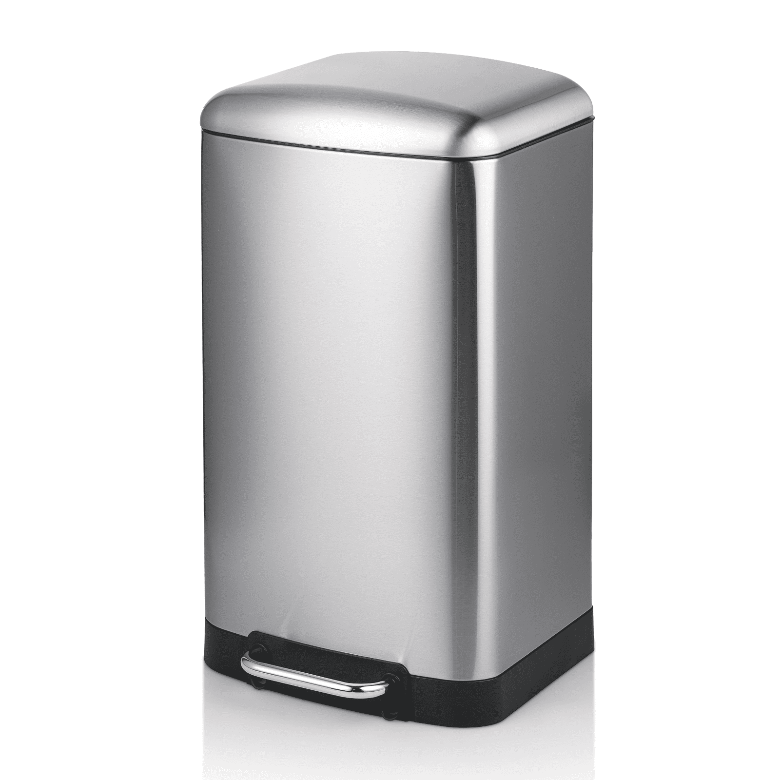 Silver 40L Stainless Steel Rectangular Step Trash Can