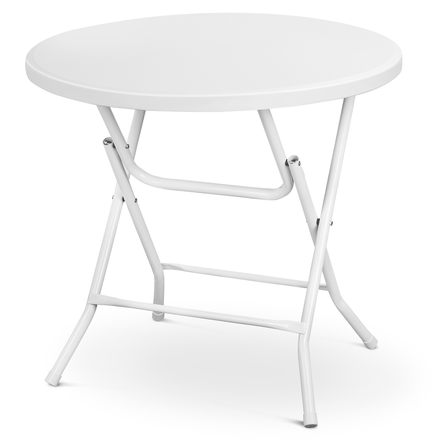 White Round Folding Dining Table with Steel Frame