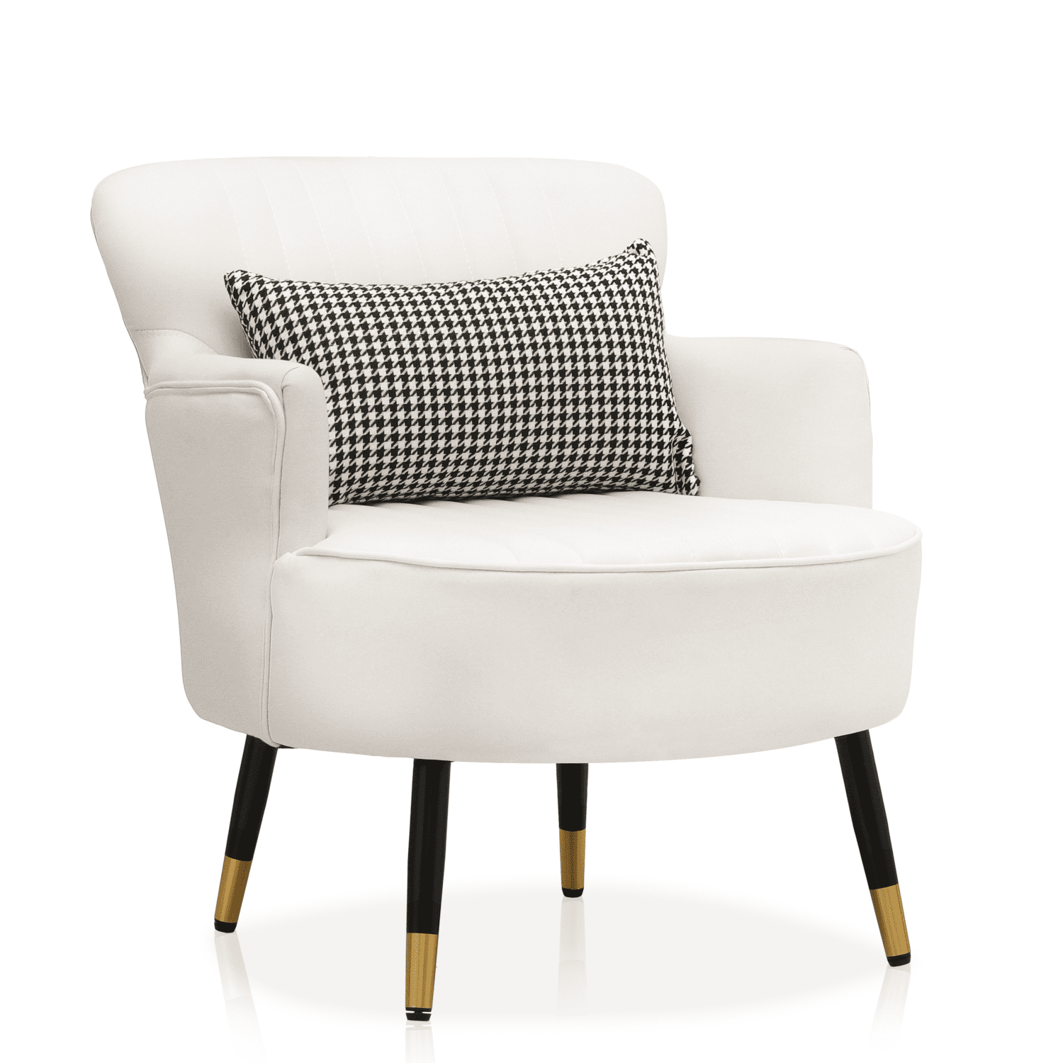 White Modern Accent Chair with Golden Metal Legs