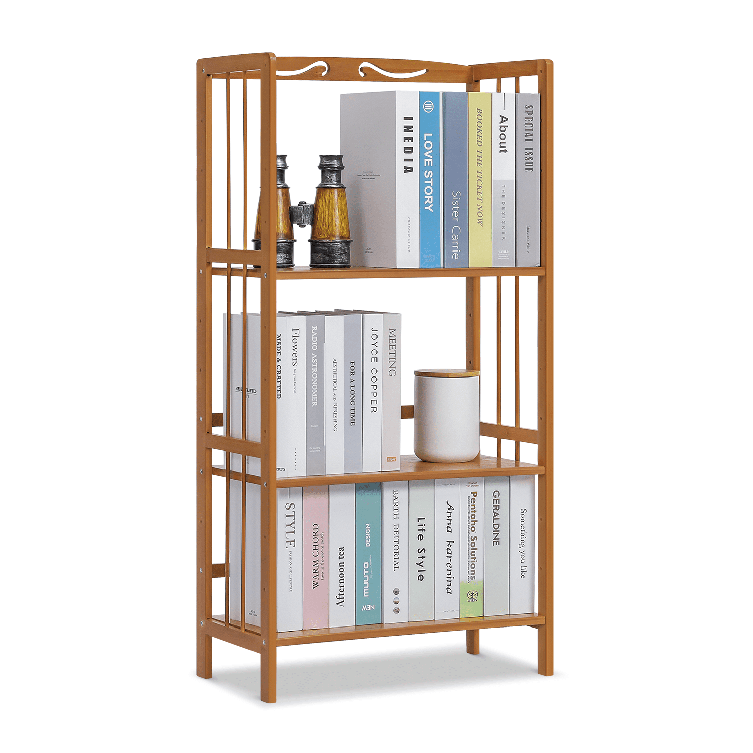 Natural Bamboo 3-Shelf Adjustable Freestanding Bookcase