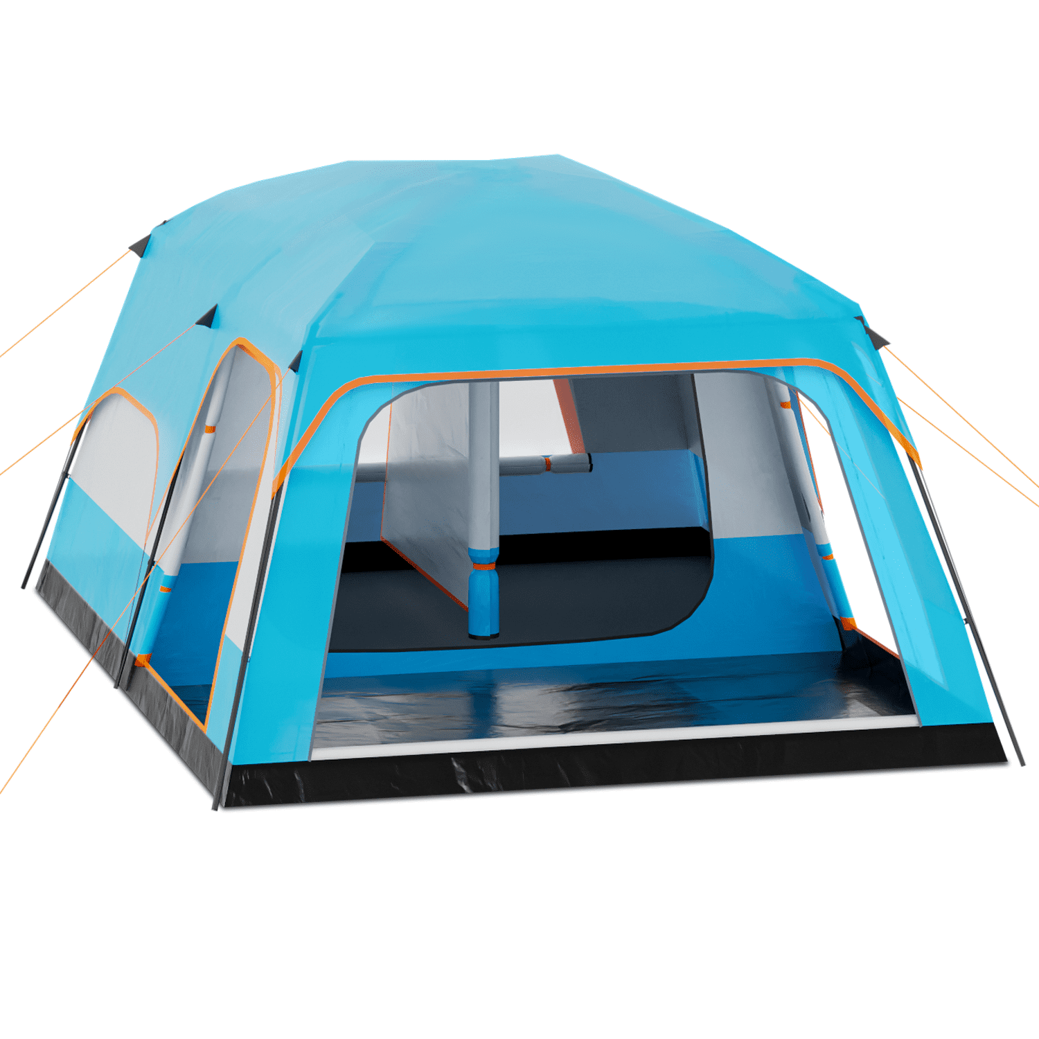 Blue 8-Person Two-Room Four-Season Cabin Tent with Carry Bag