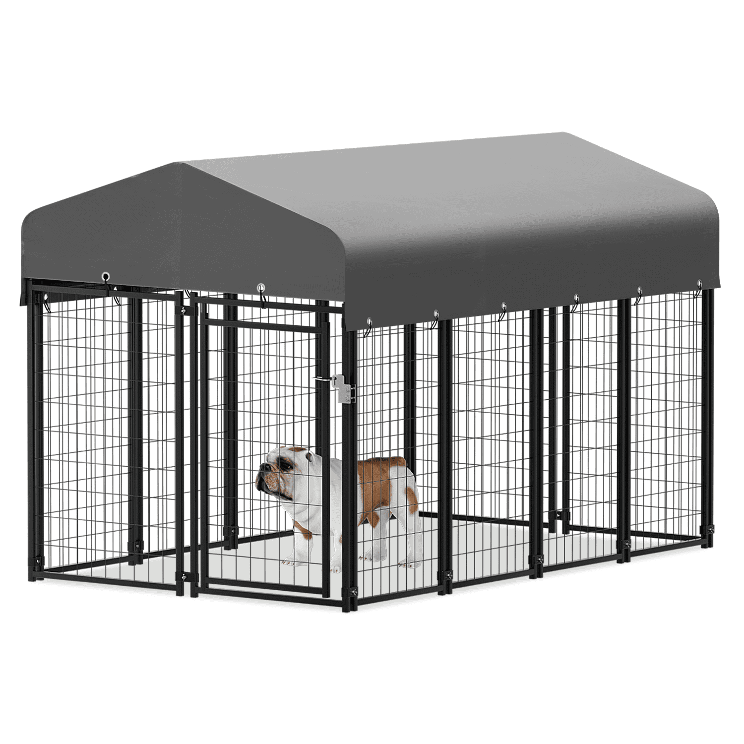 Outdoor Metal Dog Run Cage Animal Kennel Pet House Fence Playpen with UV-Proof Roof