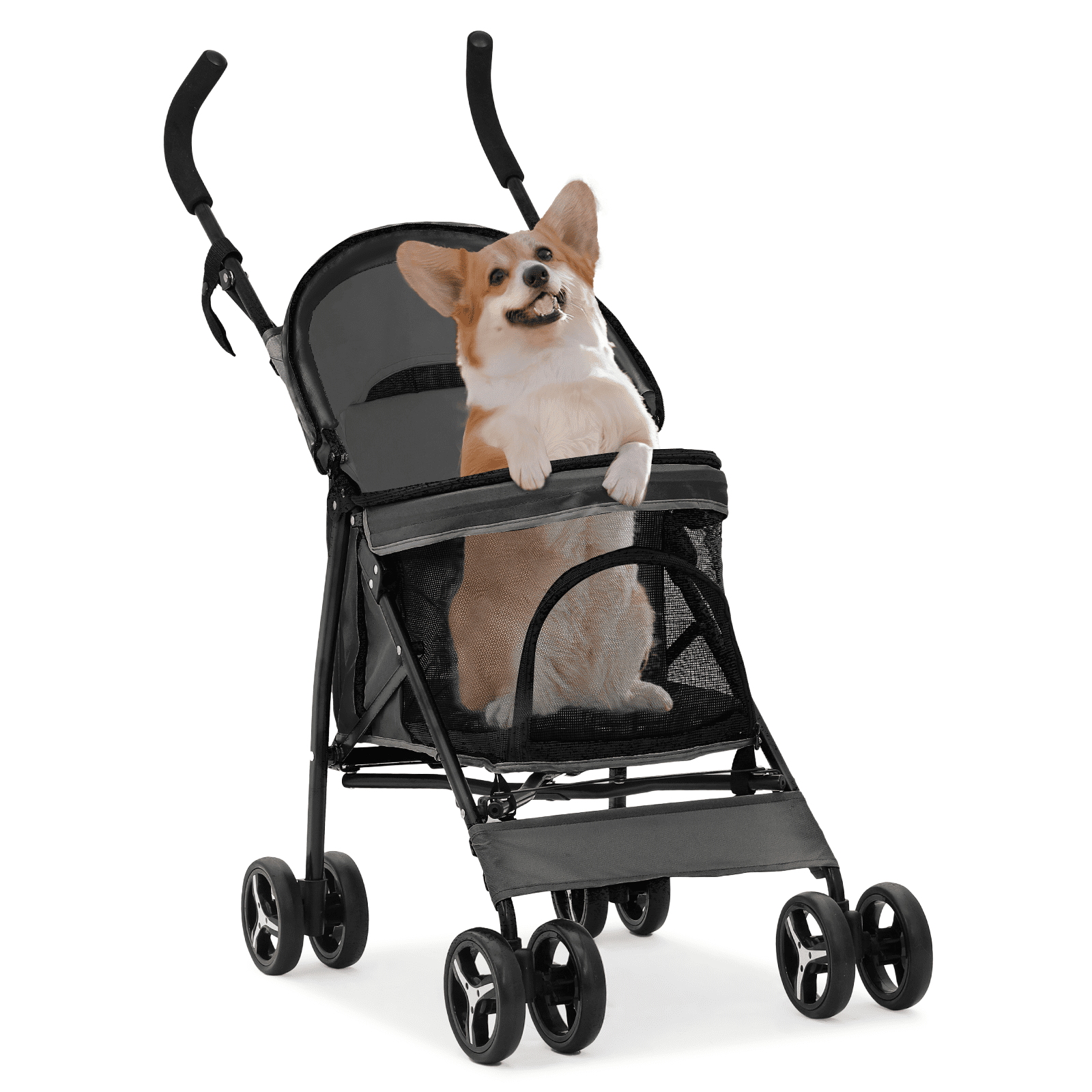 MoNiBloom Foldable Lightweight Pet Trolley for Cats and Dogs,4 Wheel, Black