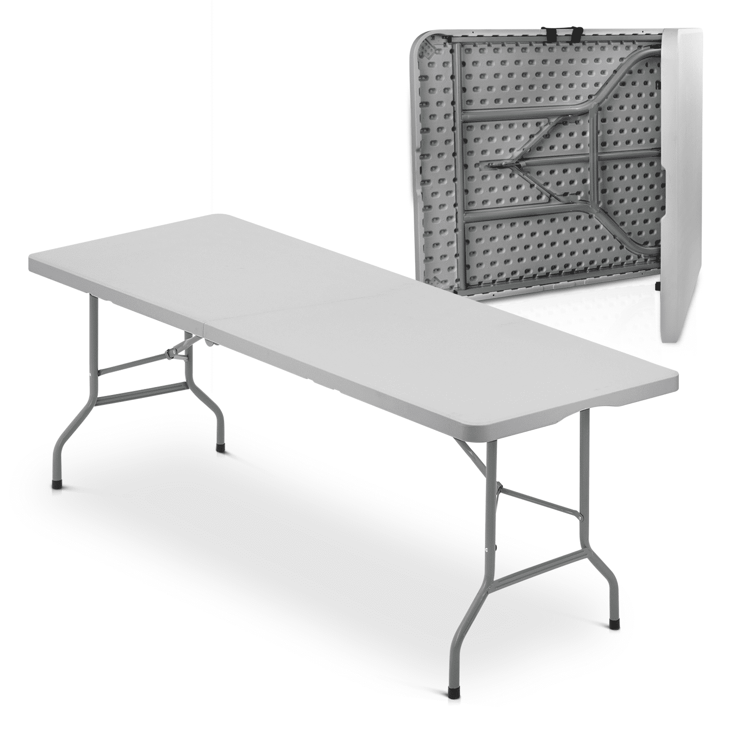 Plastic Folding Card Table, Indoor Outdoor Portable Picnic Table with Carrying Handle for Camping