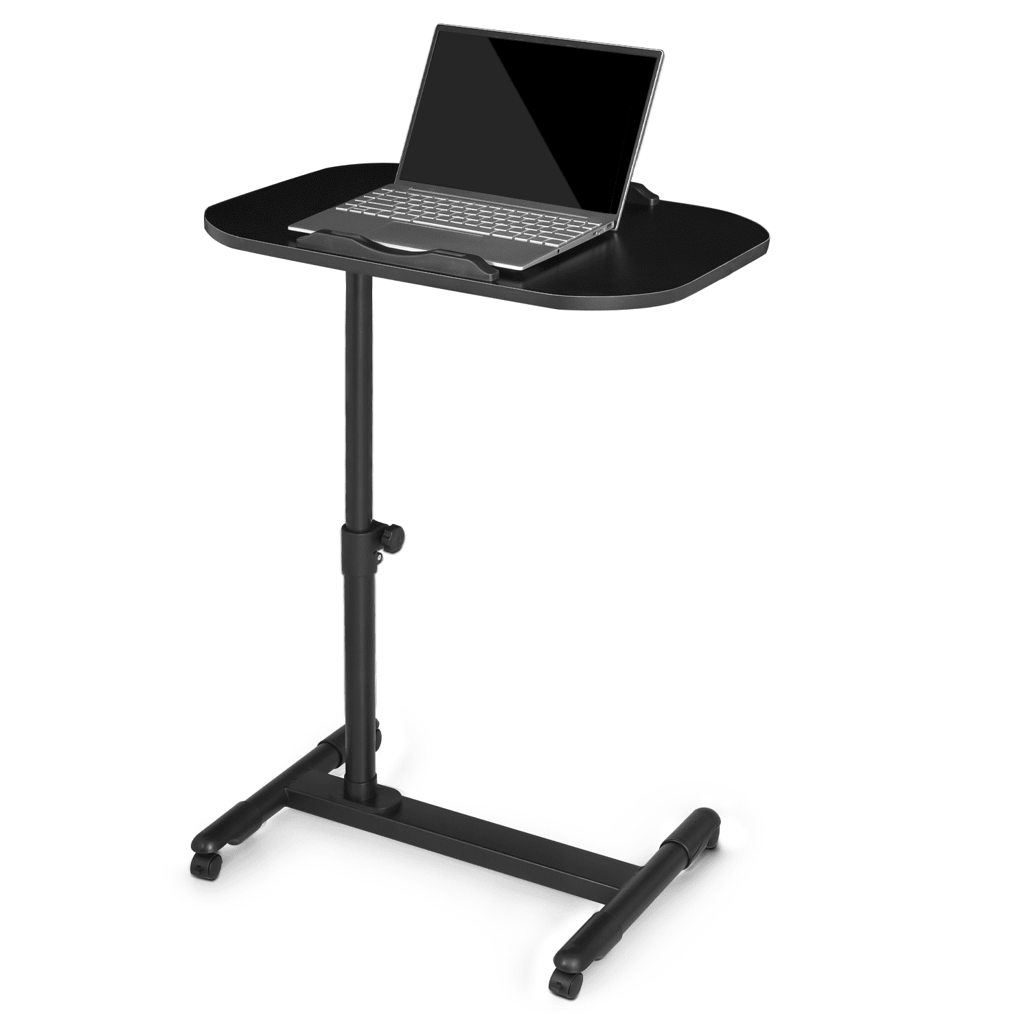 Black Adjustable Height Rolling Laptop Desk with MDF Top