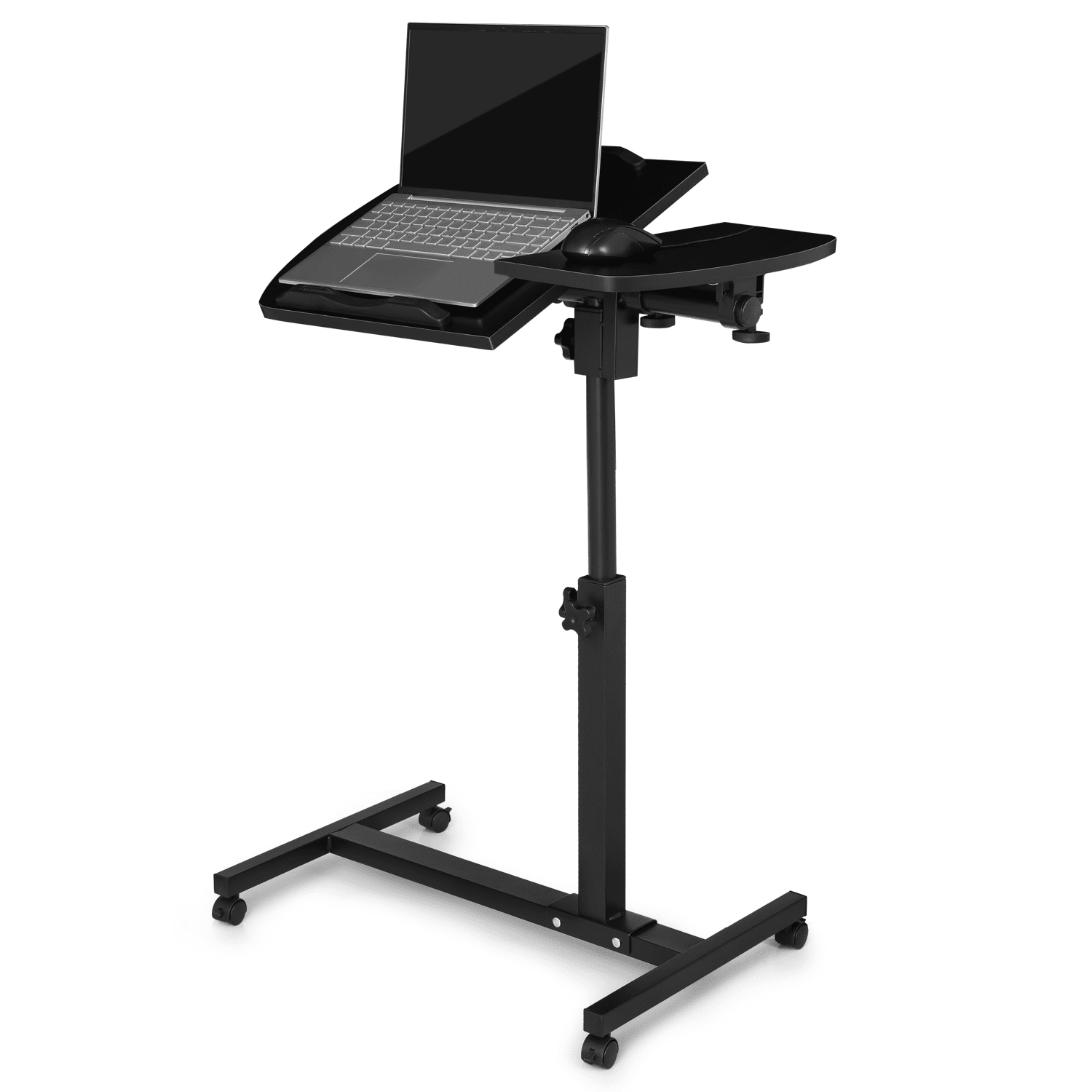 Black Adjustable Height Mobile Laptop Standing Desk