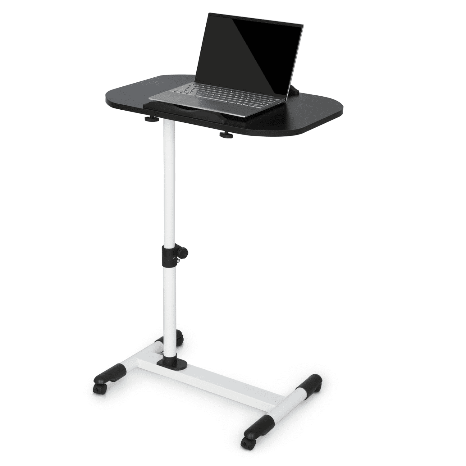 MoNiBloom Mobile Computer Desk, Adjustable Height Standing Table, Laptop Desk Rolling Sit-Stand with Wheels