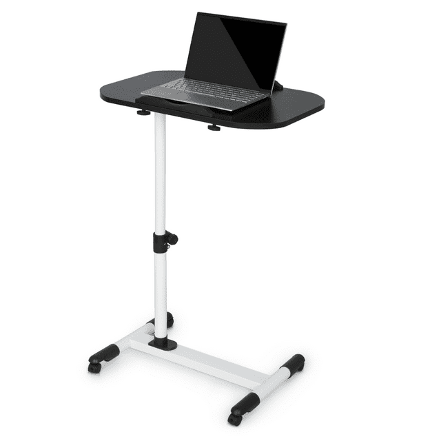 MoNiBloom Mobile Computer Desk, Adjustable Height Standing Table, Laptop Desk Rolling Sit-Stand with Wheels