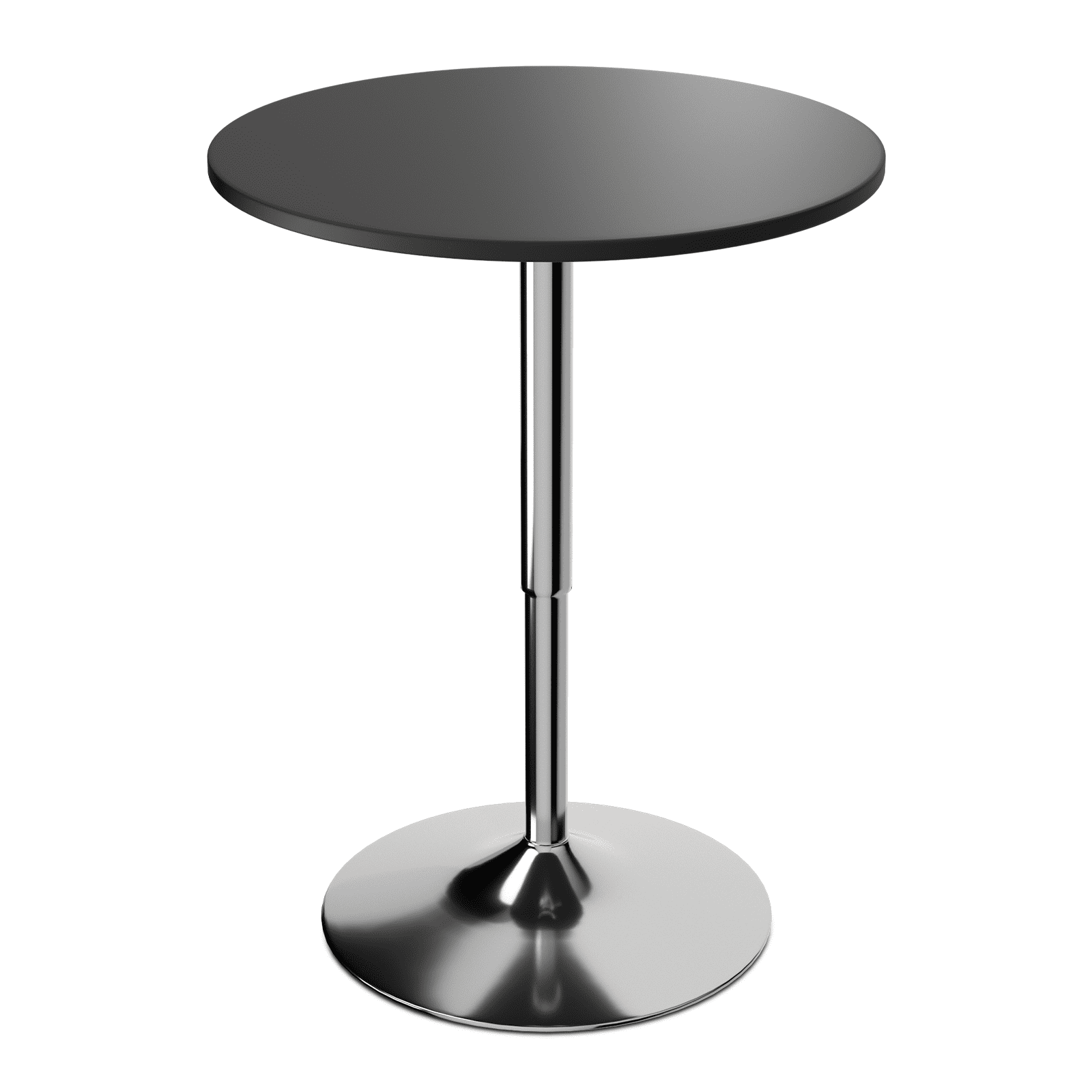 Black Adjustable Height Round Bar Table with Chrome Base