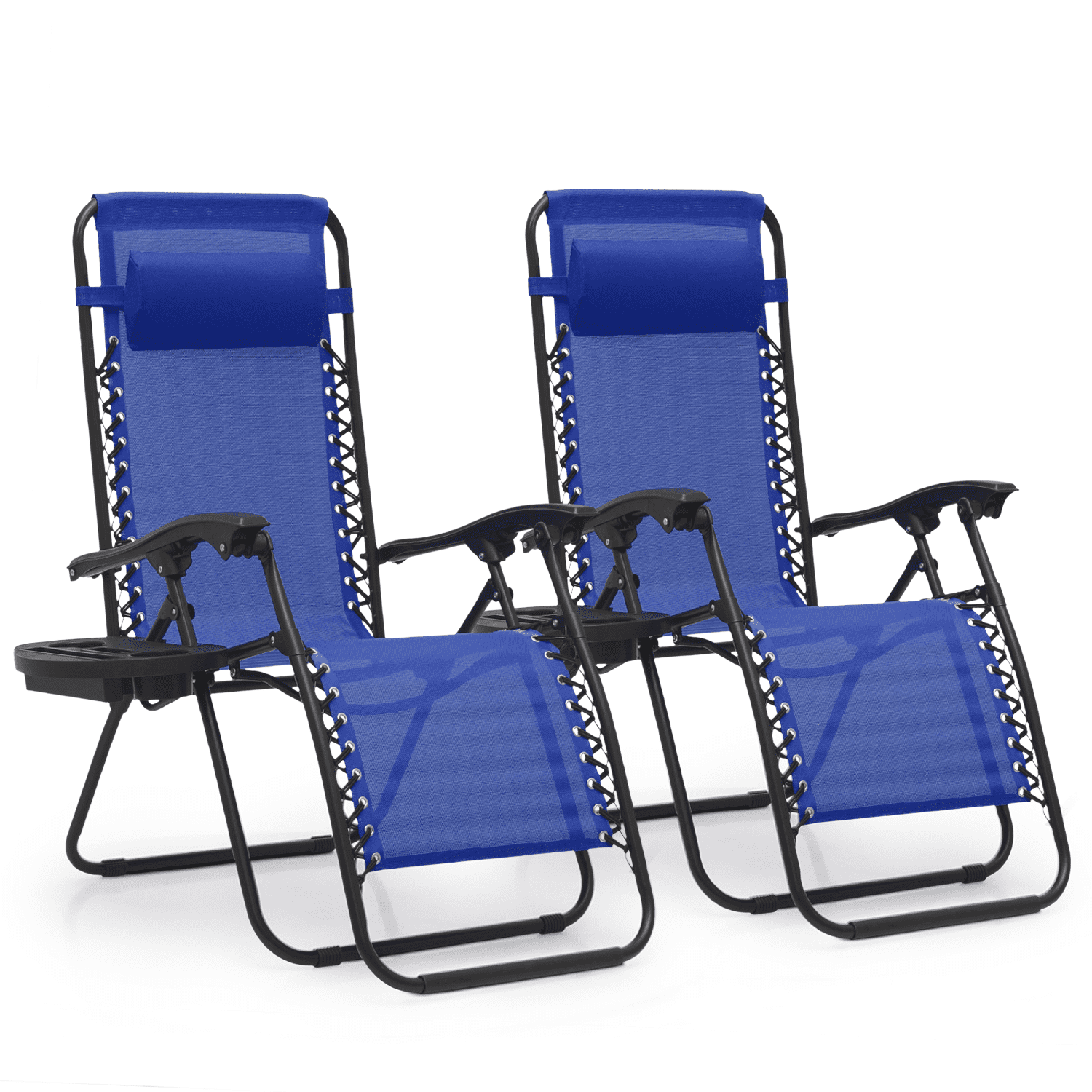 Blue Adjustable Zero Gravity Outdoor Lounger Set with Side Table