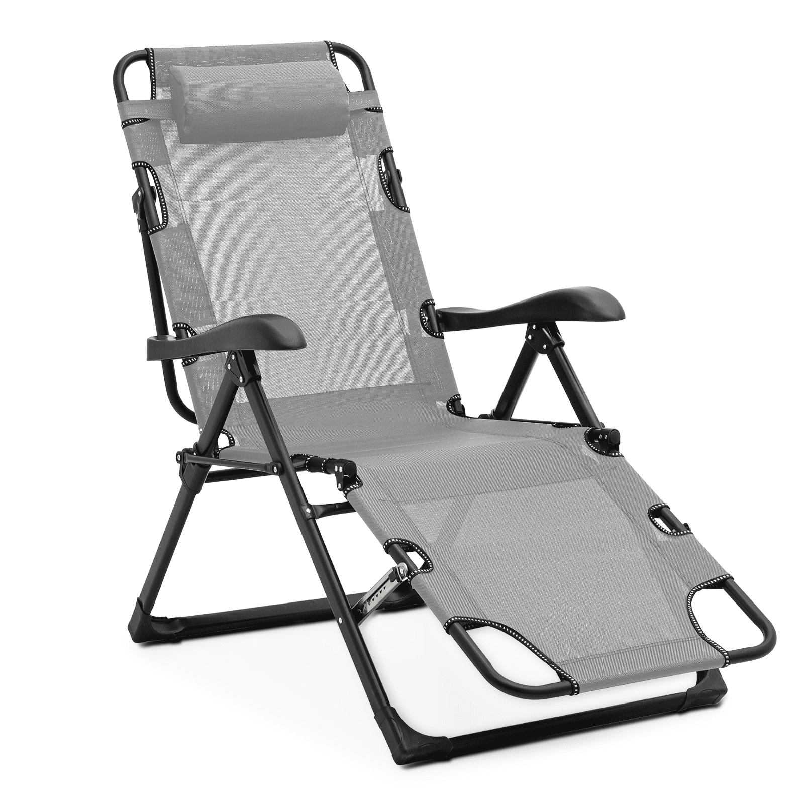 Outdoor Folding Reclining Lounge Chair Bench Chairs with Pillow