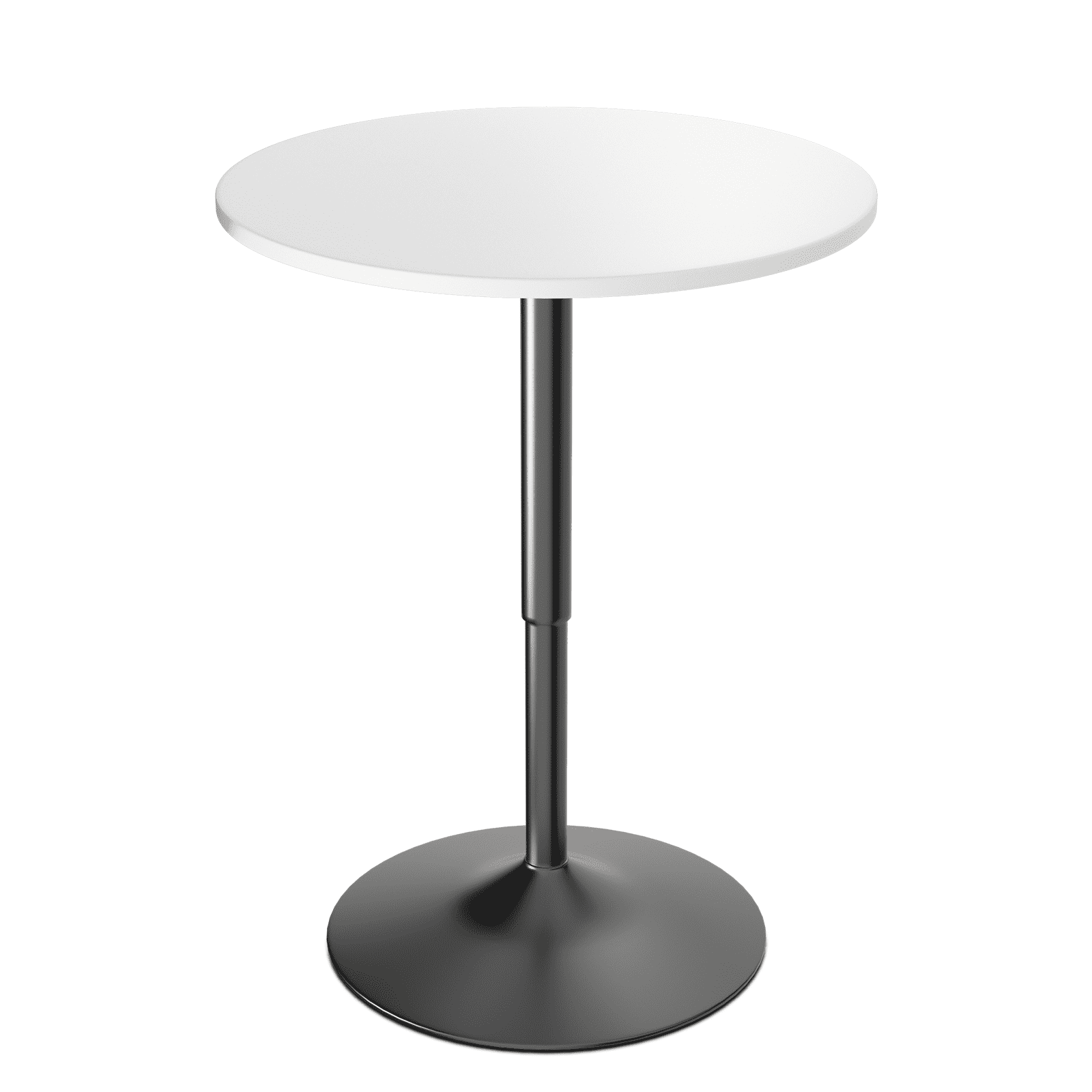 White Adjustable Height Round Wood Counter Table with Black Base