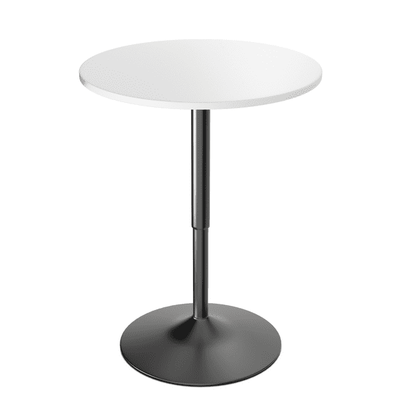 MoNiBloom Round Bar Table Adjustable Height, Swivel Pub Table for Living Room Dining Room Bistro Cafe, 23.6" Wood Texture Top Cocktail Table, White